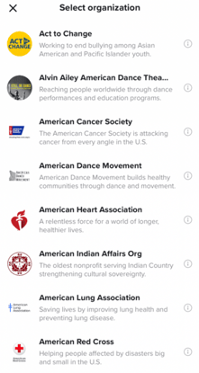 TikTok select organization
