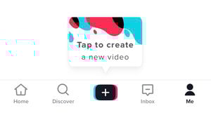 TikTok tap to create a new video