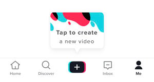 TikTok tap to create a new video