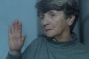 Portrait of elder woman experiencing depression