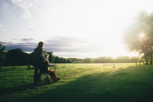 Older woman in wheelchair outdoors