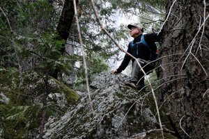 older man hiking