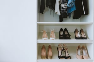shelf of shoes in closet