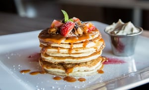 large stack of pancakes