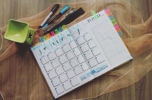 Monthly schedule planner color coded