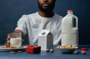 man sitting at table with calcium-rich foods