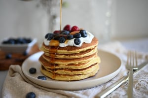 large plate full of pancakes