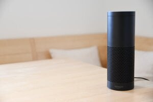 amazon alexa device on table