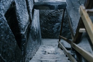 old uneven basement steps