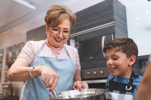 grandmother baking with grandson
