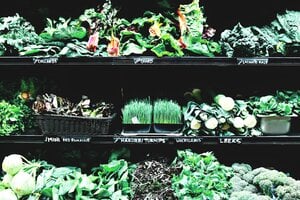 dark green vegetables in grocery store