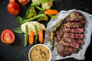 protein  meal steak and vegetables 