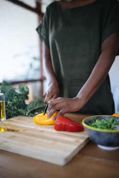 preparing healthy foods cooking