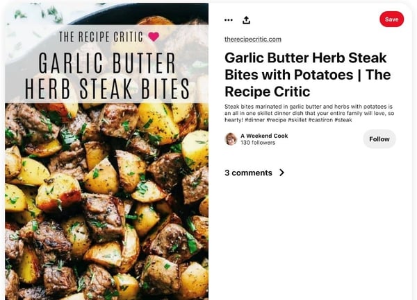 Pinterest - Post example