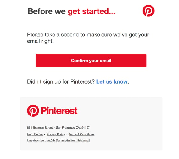 Pinterest - Confirm your email