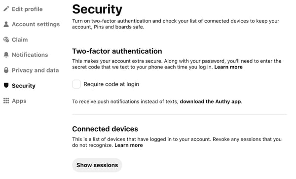 Pinterest - Security