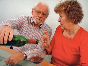 Couple drinking wine together
